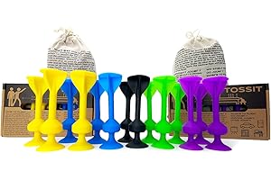 TOSSIT Juego dardo Ventosa, Petanca Interior Exterior para Suelo y Pared, Silicona Potente y Duradera, 4 Colores, Twin Pack, Morado Verde Azul Amarillo