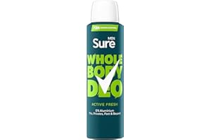 Sure Men Active Fresh Whole Body All Over Body Deodorant Spray with a citrus & woody fragrance and 72 hour odour control 150ml