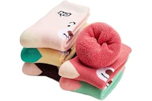 Alxad Chaussettes Chaudes en Coton pour Enfants Chaussettes Thermiques en Laine Mérinos, Chaussettes Hiver Fille Chaussettes ÉPais, Motif Animaux Chaussettes pour Filles/Garçons, 5 paires