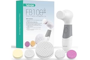 VOYOR Cepillo limpiador facial eléctrico recargable cepillo facial manual contiene 5 cabezales de repuesto para piel grasa a mixta FB100