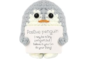 MUCOOS Positive Penguin Geschenk für Frauen/Freundin Geburtstag, Geschenke für männer, Penguin Glücksbringer, Beste Freundin Geschenke, Pocket Hug Geschenke mit Positiver Energiekarte(Grauer)