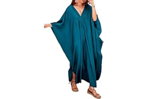 Bsubseach Mujer Traje de baño Cubrir Estampado étnico Kaftan Beach Maxi Vestidos