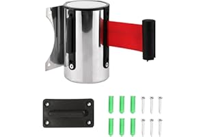 Aweisile 5M Montaggio a parete di sicurezza barriera Retraibile Protettiva Nastro Folla Controllo Wall Mount nastro retrattile in acciaio inox per nastro divisorio retrattile sistema segnapercorso