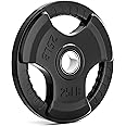 LIONSCOOL 2-Inch Rubber Olympic Grip Weight Plates for Strength Training, Weightlifting, Solid Cast Iron Plate for Barbell in Single/Pair/Set for Home & Gym (2.5-45LB), One Year Warranty