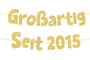 HUKUMA Großartig Seit 2015, Lustige Banner 10 Geburtstag, Glitzer-Banner 10 Geburtstag Junge Mädchen, Party-Dekorationen und Zubehör, Geburtstagsdeko Geschenke Jubiläum 10 Jahre