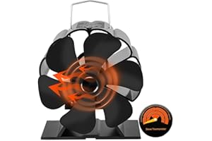 JIMBON 6 Blade Mini Stove Fans, Wood Stove Fan Log Burner Fan, Wood Burner Fireplace Fan/Eco Fire Fan Silent for Home Wood Burning/Log Burner Fan/Wood Burner Fans Heat Powered