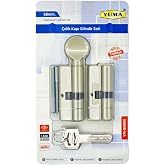 Bijutek Yuma Bilyalı Tuzaklı 2'li Set Saten Renk Barel &Ccedil;elik Kapı Silindir Seti 68mm (YM-B68BG)