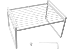 NC Mensola organizer per armadio da cucina, camera da letto, ripiano in filo metallico da riporre sotto il lavandino, con chiave a L, bianco, ferro da stiro