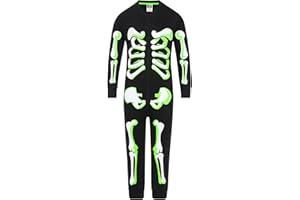THEPYJAMAFACTORY Traje de dormir esqueleto que brilla en la oscuridad para Halloween