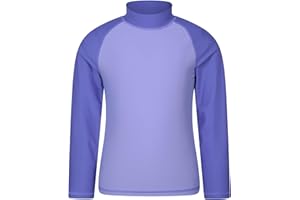Mountain Warehouse Kids Rash Vest - UV Protection Rash Guard, Long Sleeves Childrens Rash Shirt, Flat Seams, Quick Drying, Stretch Fabric - Ideal for Swimming,