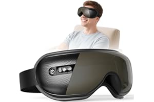 XJUGEZ Eye Massager with Heat & Bluetooth Music, 3 Heats 4 Modes 180° Foldable Upgraded Sleep Mask for Eye Strain Relief, Puffy Dry Eyes, Migraine Relief, Gifts for Men and Women, Black