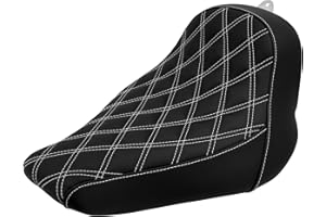 HDBUBALUS Motorcycle Solo Seat Cushion Diamond Leather Seat Compatible with Harley Breakout Fatboy 2018-2023 (White Thread)