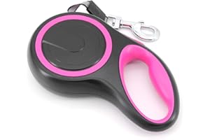 MoYouno 8M Long Retractable Dog Leash 110lbs, Heavy Duty Pet Lead Durable Dog Leash Automatic Extendable Dog Training Leash Up to 50KG, Pink