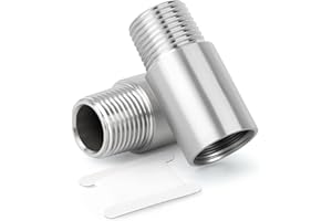 TAISHER 2 pezzi Raccordi per tubi in acciaio inox, 1/2" BSP maschio x 1/2" BSP femmina filettati, tubo fuso con nipplo di 50 mm di lunghezza, per acqua, olio, aria e gas