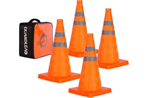 GUARDLEAD Cônes de sécurité cônes de signalisation Pliables Pop - up Polyvalents avec Cercles réfléchissants pour Le stationnement Routier Multi-usages (4, 45cm)