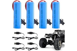 NAVESO 4 Pcs 3.7V 1200mah Li-Ion Battery, 3.7V 186-50 Lithium Ion Battery, RC Rechargeable Batteries with 4 USB Charger Sm-2P Plug Connector, Rechargeable Lithium Batteries for Rc Car Tanks Robots