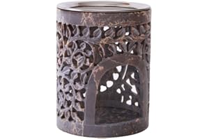 BITTO Weihrauchbrenner LOTOS aus Softstone mit Edelstahlsieb im Blumenrankendesign