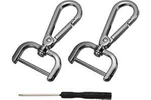 YELARXI Swivel Clasps Hook, 1 Inch ID Detachable Snap Hook W/Screw Bar D Ring Claw Clasp with Screwdriver Fit for Lanyard Bag Leather Craft Purse Hardware DIY Bag (2 Pack, Black)