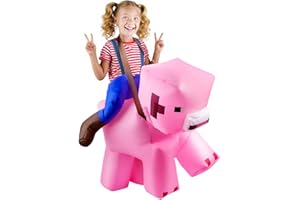 Spoyletto Kostium dziecięcy na Halloween, nadmuchiwany kostium różowej świnki, 120-140 cm, zabawny strój fantazyjny dla dzieci, Cosplay, na imprezę
