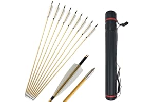 SHARROW 12pcs Frecce di Legno 31" Albero della Freccia del Legno con Faretra a Freccia Fletching 5" Piume di Tacchino per Arco Ricurvo Composto Longbow