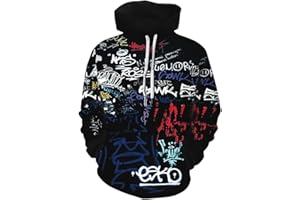 Imbry Herren Slim Fit Hoodie Long Sleeve Kapuzenpullover 3D Druck Muster Sweatshirt Pullover