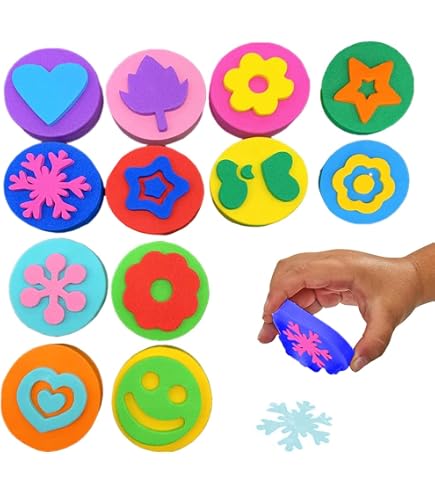 Kit De 30 Pinceaux Éponge Pour Enfants – Set De Peinture DIY Avec Rouleaux Et Tampons – Lavable Et Réutilisable – Cadeau Créatif Dès 3 Ans