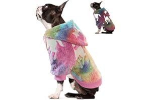 Owbb Leuchtend Pullover für kleine Hunde, Warm Hunde Hoodie Sanft, Winter Hundepulli Mantel, Kaltwetter Hundebekleidung,Hunde Sweater französische Bulldogge (Rosa/XL)