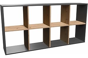 CDF MARION - Modular shelf with 8 cubes - Bookcase with 8 compartments - 147x30x75 cm - Storage unit