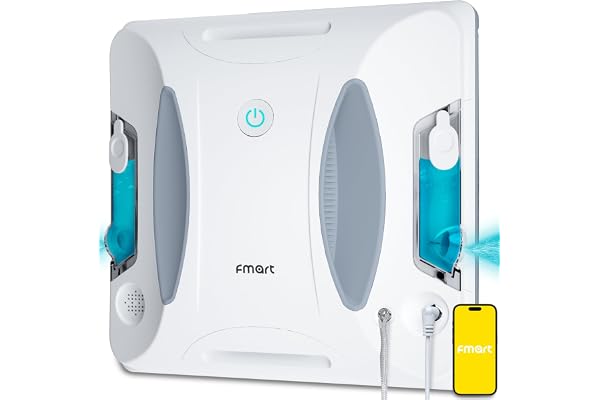 Fmart W6 Robot Laveur de vitres avec Fonction de pulvérisation, Robot Lave vitre Automatique, puissante Puissance d'aspiration de 3800pa, réservoir d'eau de 50ml, contrôle APP