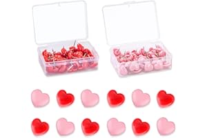 NCOALE Pinnwandnadeln, 100 Stück Herz Muster Deko Reiszwecknadeln Niedlich Bild Pinnadeln mit Aufbewahrungsbox, Pinnwand Nadeln für Korkplatte Schwarzes Brett Karte Wand Kalender Foto Bürobedarf (Rot, Rosa)