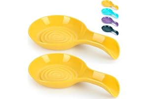 Kyraton Spoon Rest 2 Pack, Plastic Spoon Holder for Kitchen Counter, Kitchen Utensil Rack for Spoons, Tongs, Spatulas, Spoon Rack for Hob, Spatula Rest, Dishwasher Safe
