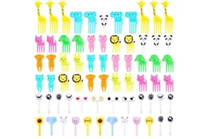USTNIR Fourchette à Fruits Enfant, 68 Pcs Mini Fourchettes à Fruits Animaux, Plastique Fourchettes de Dessert, Accessoires de Fête aux Fruits de Dessert(Couleur Aléatoire)