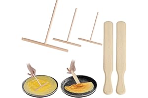 IETWATE 5PCS Pancake Maker Tool, 9cm/12cm/18cm T- Shaped Wooden Batter Spreaders Tool, Wooden Pancake Tool, 30cm Pancake Maker Kitchen Tool for Home Kitchen Restaurant Cooking Baking