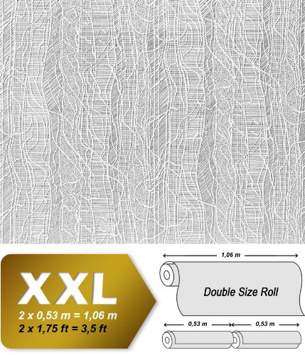Struktur Tapete Streichbar EDEM 341-60 25 Meter überstreichbare Vlies-Tapete kreative dekor-optik weiß | 26,50 qm - 2