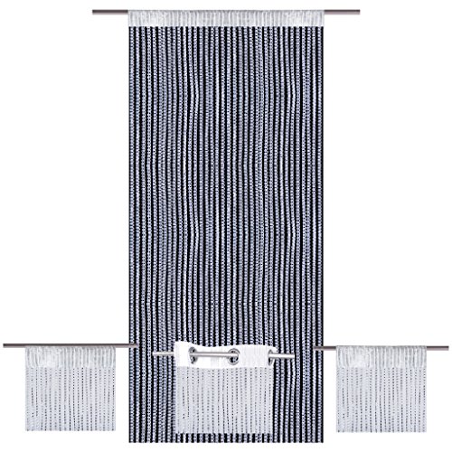Fadenvorhang Lurex-Optik weiß, Auswahl: Stangendurchzug 140 x 250 cm