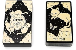 XUZOPIM Tarot Playing Cards 78 Kitten Tarot Cards Set Included For Destiny Divination Card Games For Parties For Experienced Players For Beginners