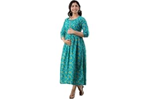 HRK VENOM Women's Pure Cotton Printed Maternity Gown/Maternity wear/Feeding Gown A-line Maternity Feeding Dress Maternity Kur