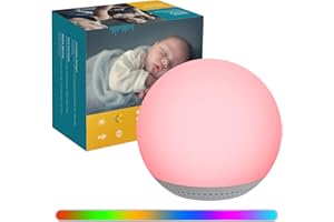 HOMGEN Máquina de Ruido Blanco para Bebés Generador de Sonidos Dispositivo de Ruido Blanco Portátil con 24 Sonidos Relajantes y Máquina de Sonidos Recargable con Luz Nocturna Infantil
