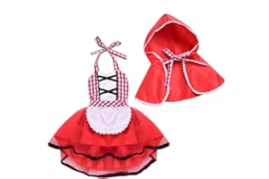IMEKIS Infant Toddler Baby Girls Little Red Riding Hood Costume Princess Fairytale Carnival Halloween Christmas Dress Birthday Party Outfit Festival Fancy Cosplay Dress Up