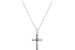KELITCH Prayer Cross Pendant Necklace for Women Girls 925 Sterling Silver Opal Chain