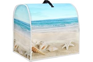 HUISEFOR Modische Mischerabdeckungen, Stranddruck, Innen-Küchendekorationen, Polyester, staubdichte Abdeckung mit Taschen für Standmixer, kompatibel mit Standmixer, S (4,5–5 qt)