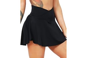 TZLDN Women's Pleated Tennis Skirt with Shorts Pockets High Waist Athletic Mini School Skirt Workout Sport Golf Skorts Skort