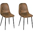 Homy Casa Set of 2 Suede Dining Chairs Soft Chairs Upholstered seat with Black Solid Metal Legs Kitchen Chairs for Living Room，Dressing Lounge,(Brown,2)
