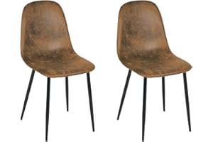Homy Casa Set di 2 Sedie da Pranzo, Vintage Sedia in Pelle Scamosciata con Morbida Imbottitura Schienale Curvo Sedile con Piedini Antiscivolo Versatile Mobile per Cucina Sala da Pranzo, Marrone