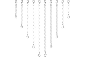 Anezus 10 Stück Halskettenverlängerungen, Schmuckverlängerungen für Halsketten, Silberarmbänder, Kettenverlängerungen für Halsketten, Armbänder und Schmuckherstellung (verschiedene Größen)