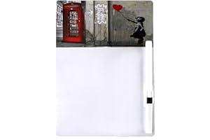 HONEEY (11 Designs) A5 Magnetic White Board Memo Board for Fridge with Drywipe Marker Pen - Easy to Wipe Planner Shopping Schedule Diet Notes Office Organiser (Balloon Girl)