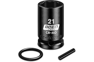 Mr.wintek 21mm Scaffolding Impact Socket 1/2" Drive with Retaining Pin & O-Ring, 6 Point Design and 52mm Length Socket, Cr-Mo Steel for Scaffolding Coupler and Pipe Clamps