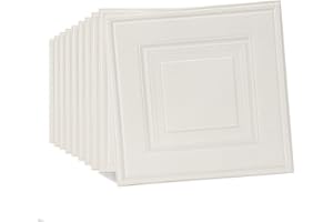 Tarwanear 50 Pack White Grid Panels Peel and Stick 3D Wall Panels 35×35cm Self Adhesive Wall Tile Stickers Waterproof Removable DIY Ceiling Covering for Home/Office Decoration