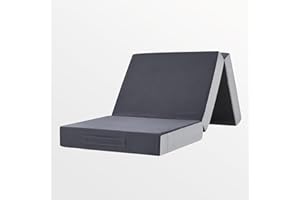 Novilla Składany materac dla gości, 3-częściowy, składany materac z pokrowcem, 80 x 195 x 10 cm, certyfikat Öko-Tex, materac do leżenia z żelową pianką z pamięcią kształtu, do łóżka podróżnego, na