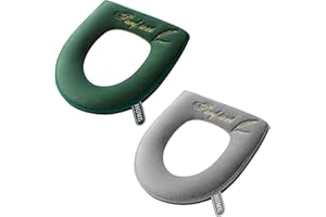 CVDYWDJIE 2 Piezas Fundas para Asientos De Inodoro, Fundas para Inodoros Que Absorben La Humedad Y Transpirables, Fundas para Inodoros Suaves Y Cómodas, Accesorios para Inodoro (Gris, Verde)